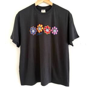 Vintage Crazy Shirts Hawaii Shirt B Kliban Flowers Black T Shirt Size Large NEW